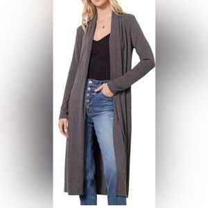 Michael Stars Izzy Light Mauve Longline Open Soft Cardigan~MEDIUM ~